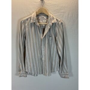 Frank & Eileen Women's L Barry Button Up Size S flannel blue striped‎